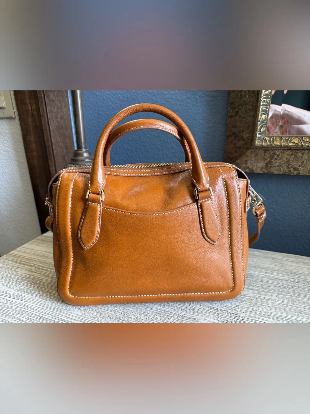 NEW!!! Brahmin Micaela Cognac Leather Satchel with Removable Crossbody Strap